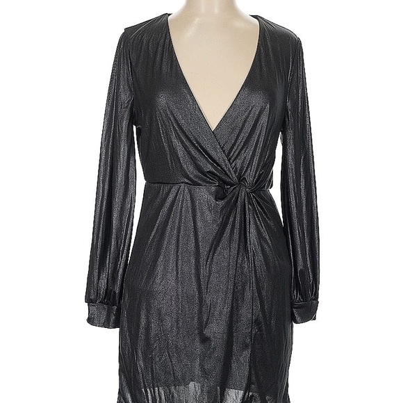 BCBG Shiny Black Wrap Dress - Picture 1 of 6